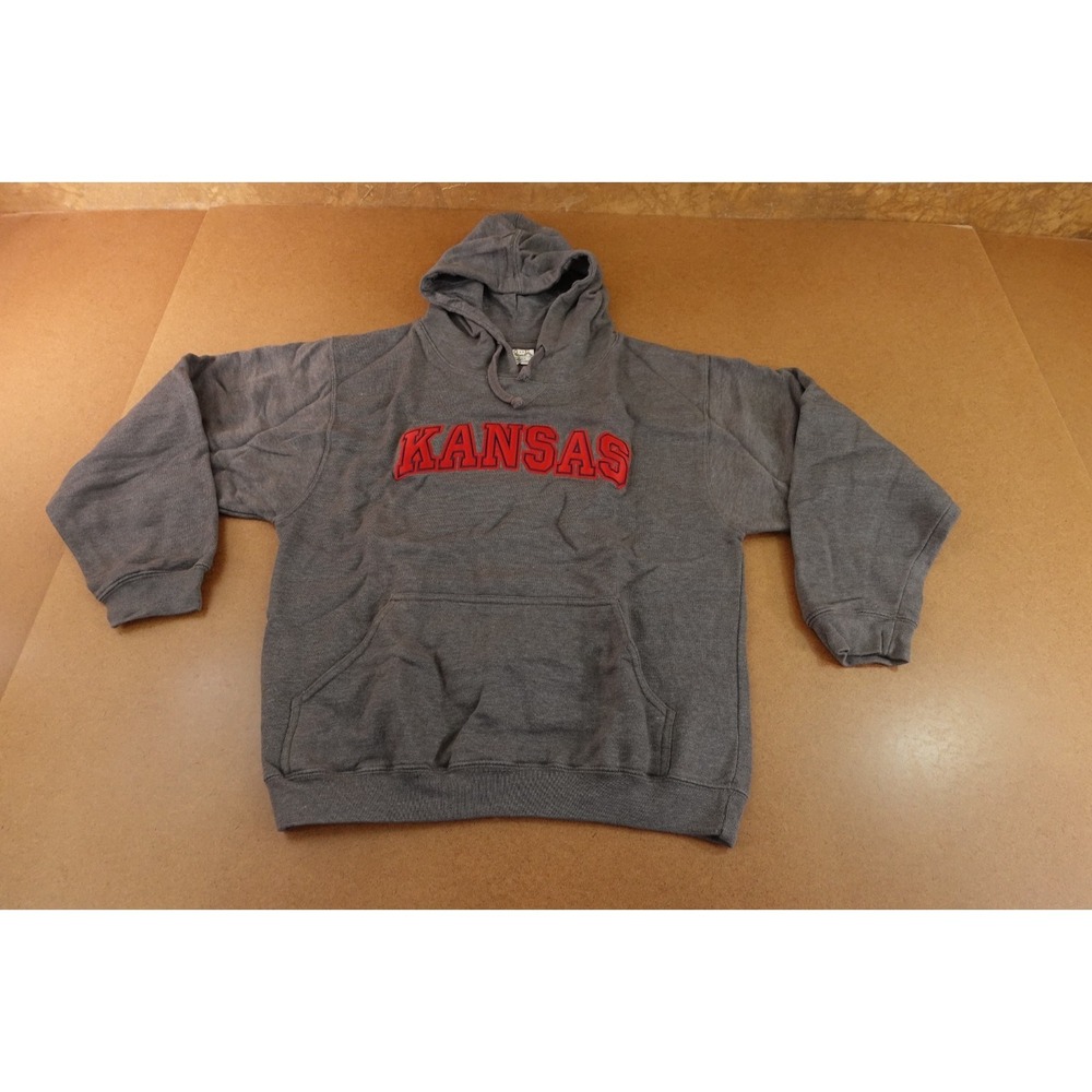 Kansas Jayhawks Men's Size Small Gray Embroidered Long Sleeve Pullover Hoodie